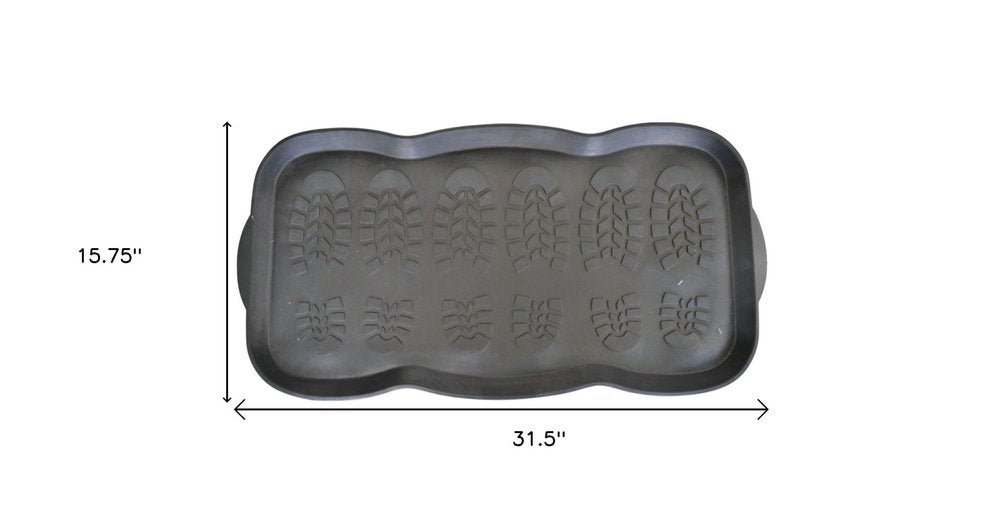 16" X 32" Black Rubber Outdoor Boot Tray