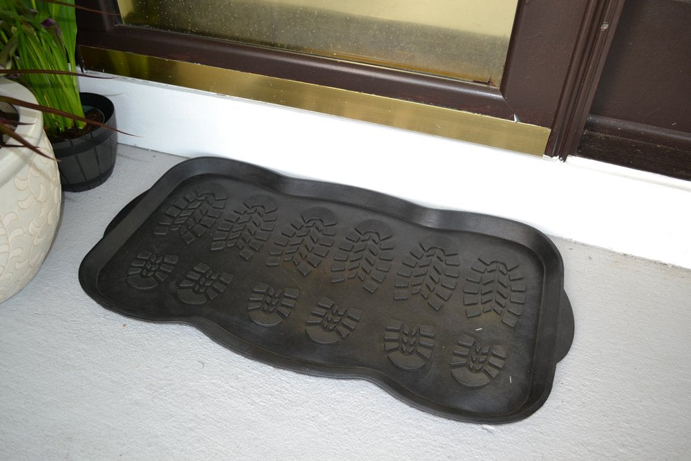 16" X 32" Black Rubber Outdoor Boot Tray