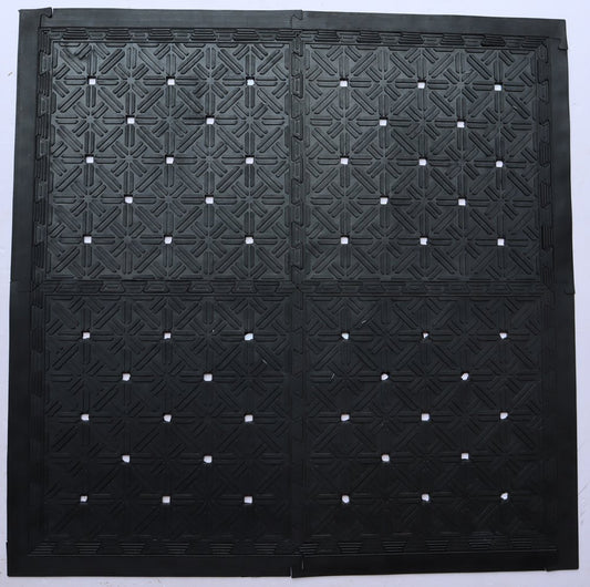 Set Of Four Square Interlocking Black Rubber Indoor Outdoor Mats