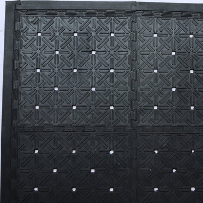 Set Of Four Square Interlocking Black Rubber Indoor Outdoor Mats