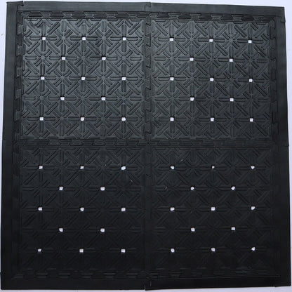 Set Of Four Square Interlocking Black Rubber Indoor Outdoor Mats