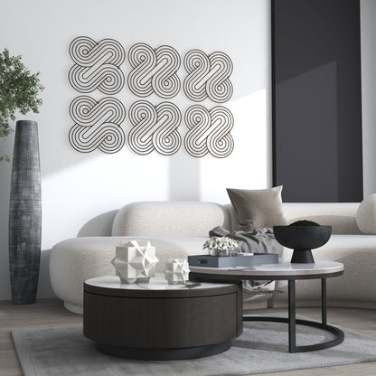 20" X 20" Bronze Metal Abstract Geometric Hanging Dimensional Sculpture
