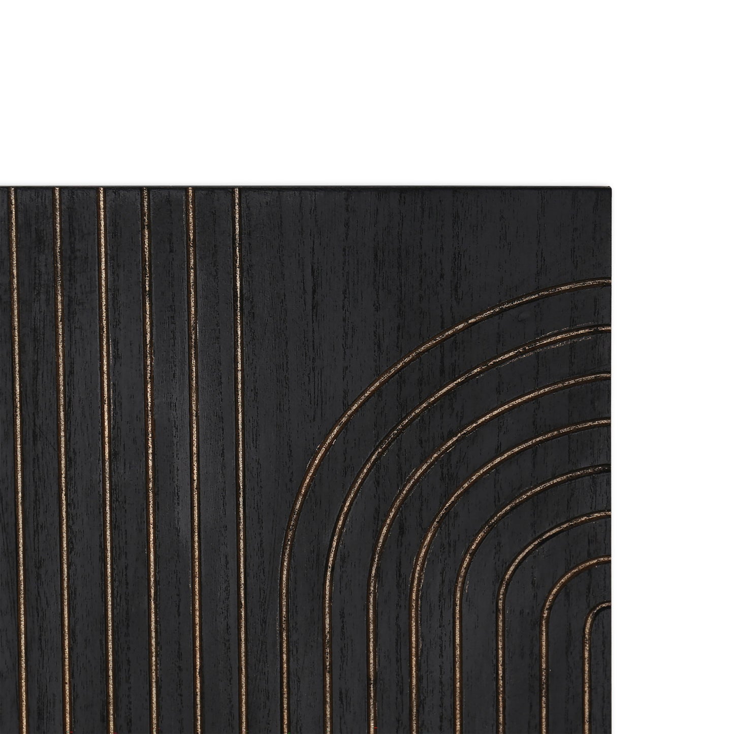 Set of Two 36" X 12" Black Carved Wood Hanging Dimensional Sculptures