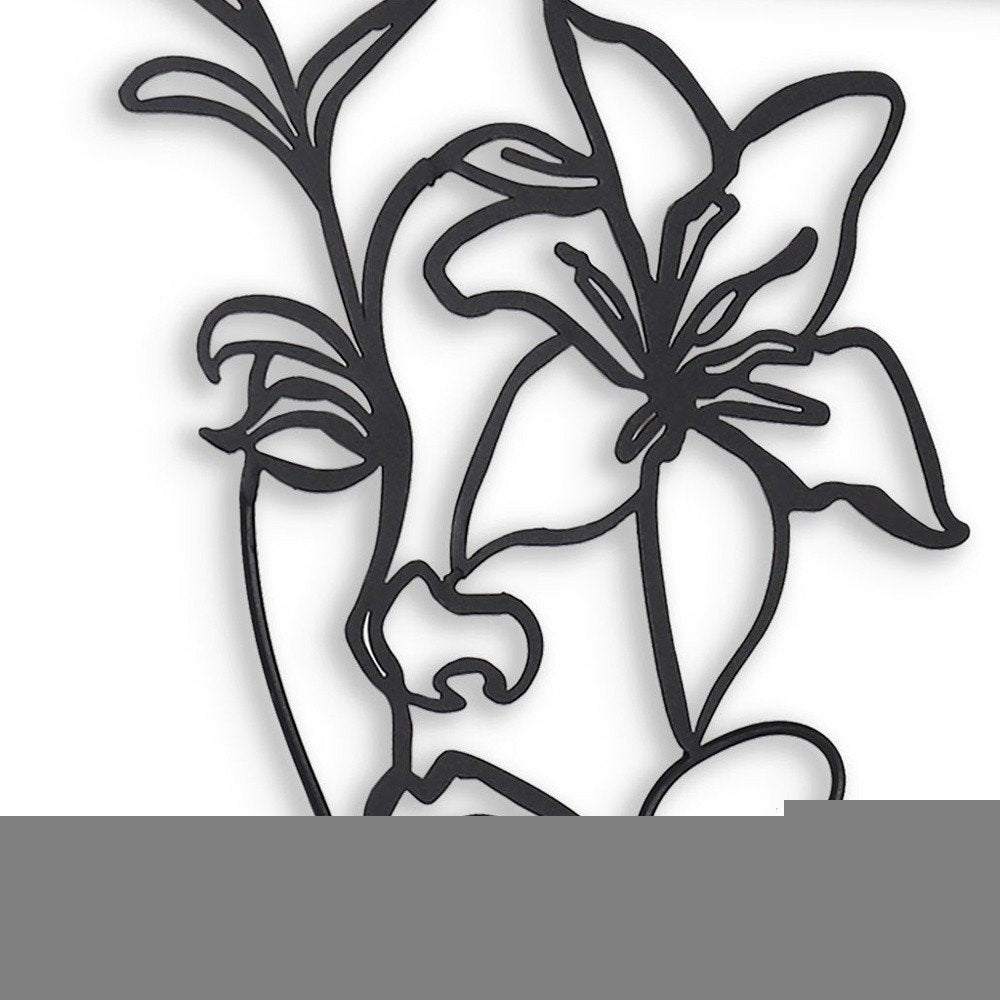20" X 14" Black Metal Abstract Female Face Hanging Dimensional Sculpture