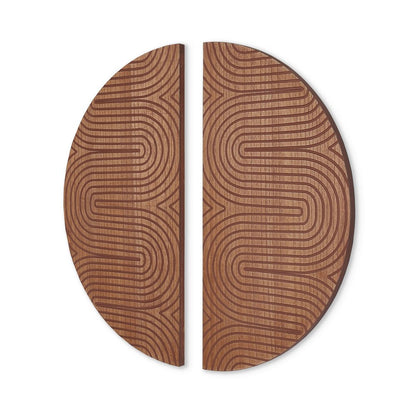 Set of Two Brown Wood Hanging Dimensional Sculpture
