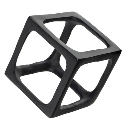 Set of Two Black Aluminum Cube Tabletop Sculptures