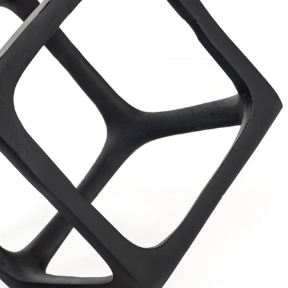 Set of Two Black Aluminum Cube Tabletop Sculptures