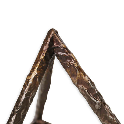 Set of Three Bronze Metal Pyramid Tabletop Sculptures