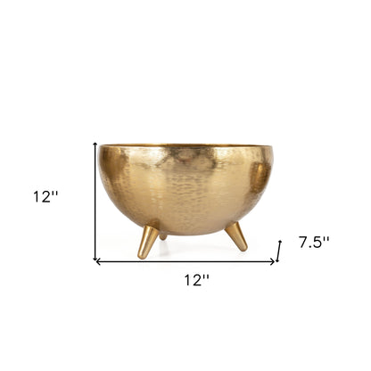 Set of Three Gold Metal Decorative Footed Bowls