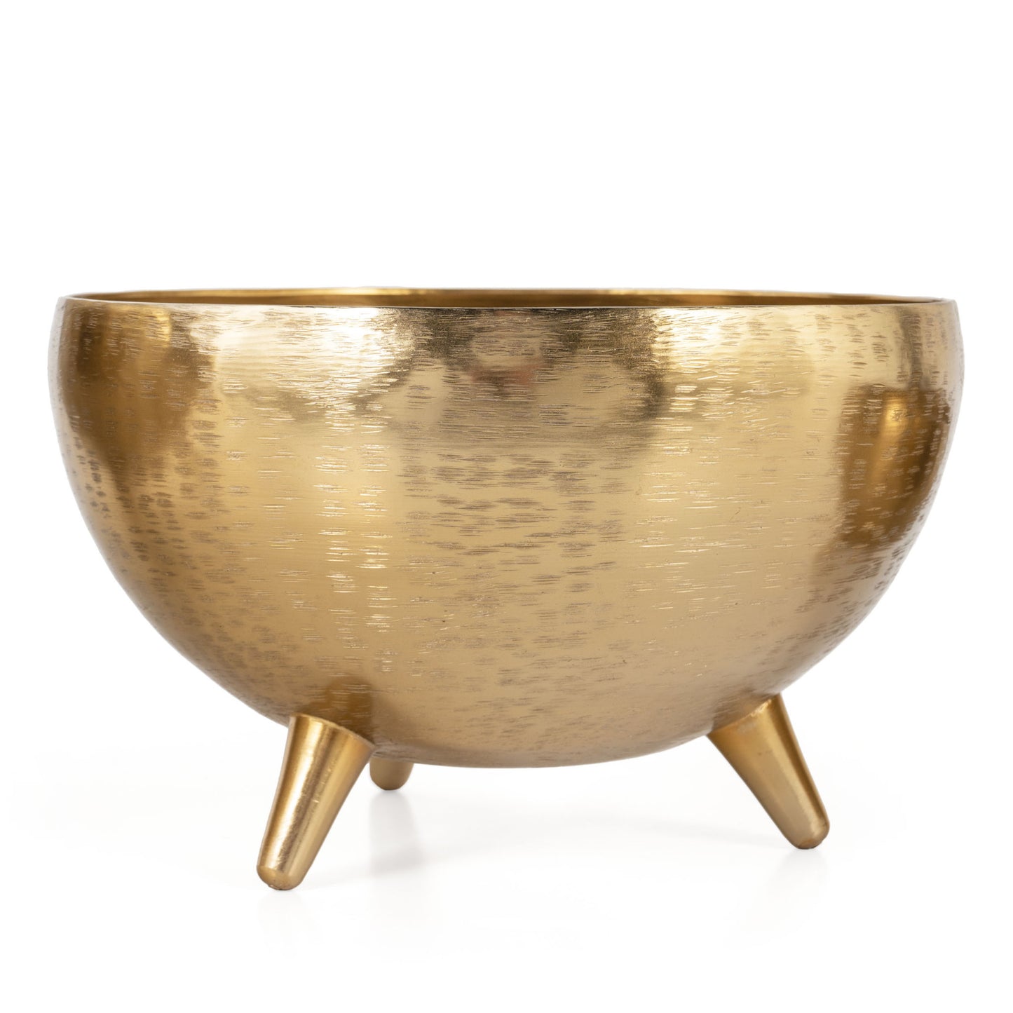 Set of Three Gold Metal Decorative Footed Bowls