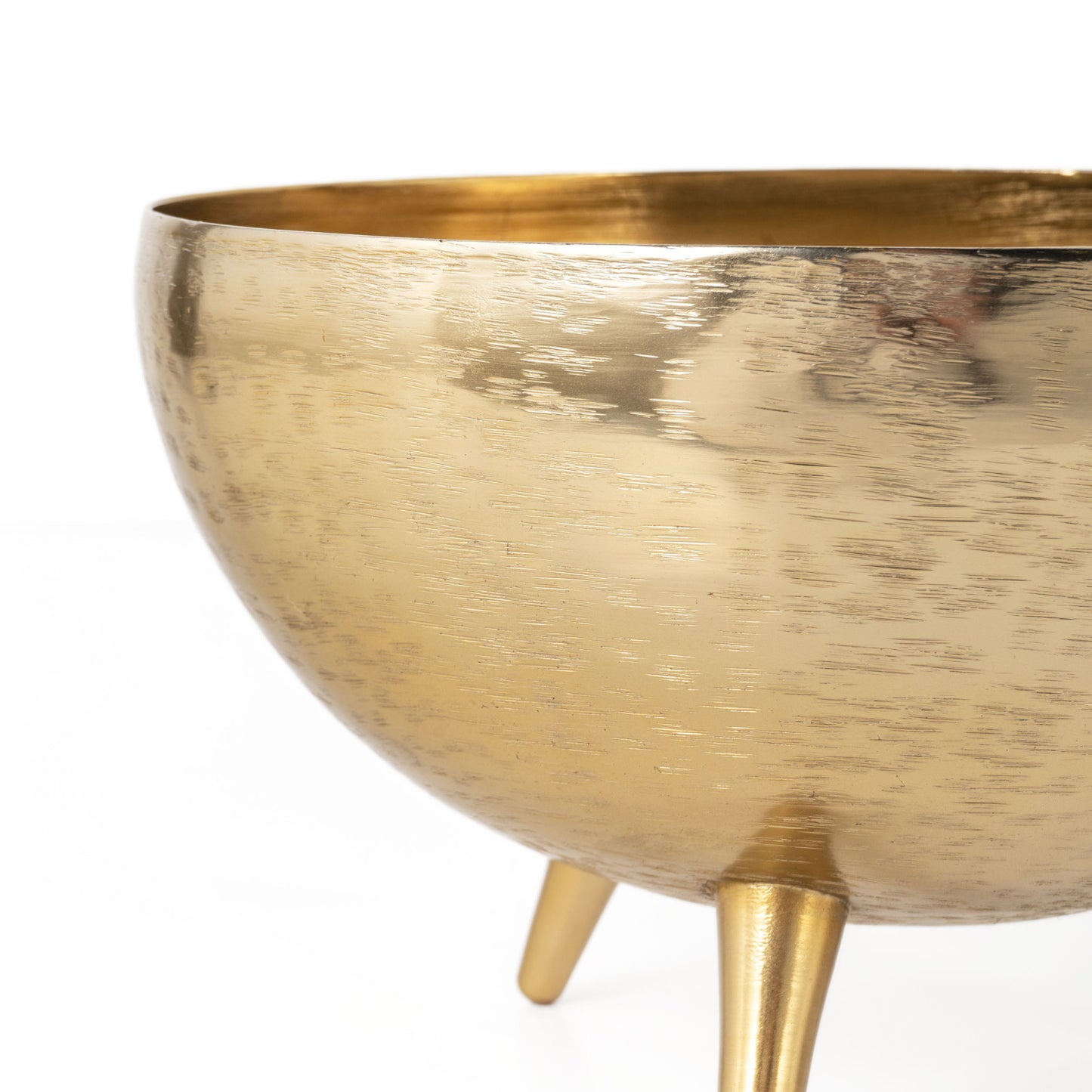 Set of Three Gold Metal Decorative Footed Bowls