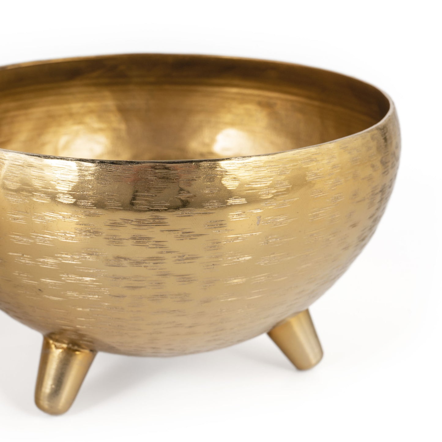 Set of Three Gold Metal Decorative Footed Bowls