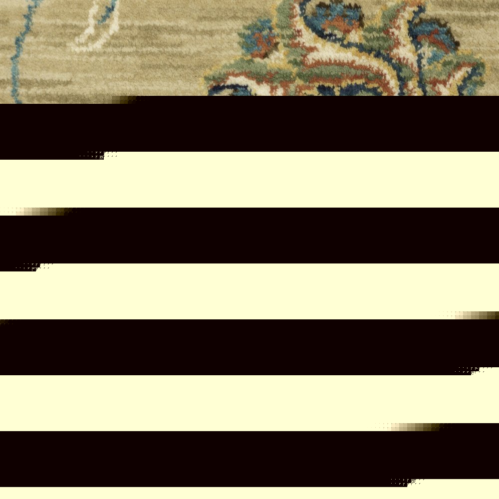 8' X 11' Tan Ivory And Brown Floral Area Rug With Fringe