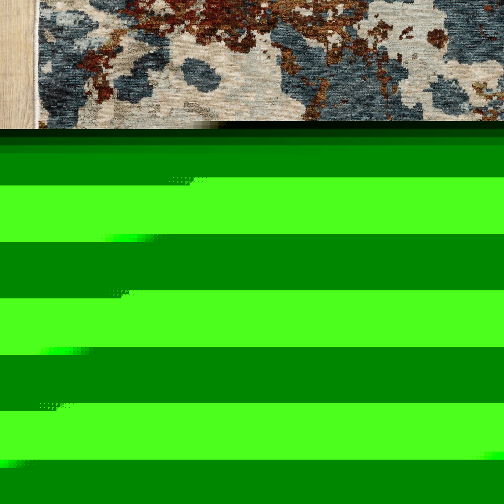 8' X 11' Beige Rust And Teal Abstract Distressed Area Rug With Fringe
