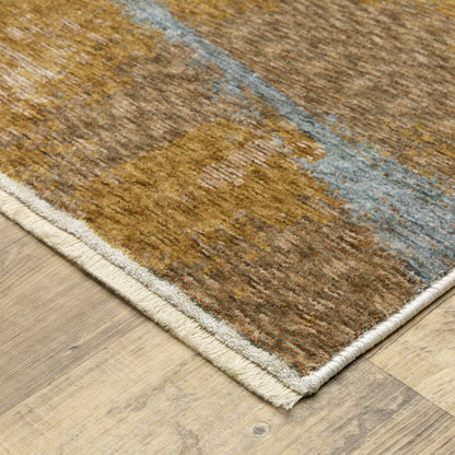 8' X 11' Beige And Rust Abstract Distressed Area Rug With Fringe