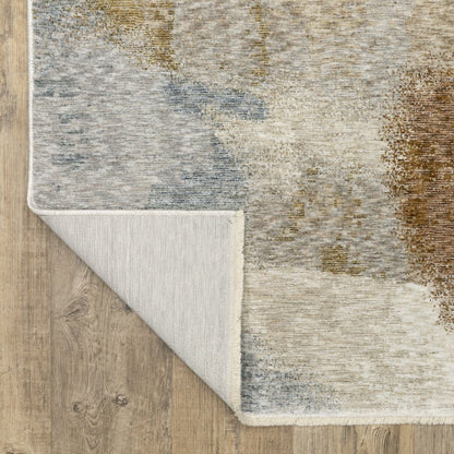 8' X 11' Beige And Rust Abstract Distressed Area Rug With Fringe