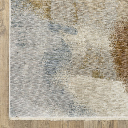 8' X 11' Beige And Rust Abstract Distressed Area Rug With Fringe
