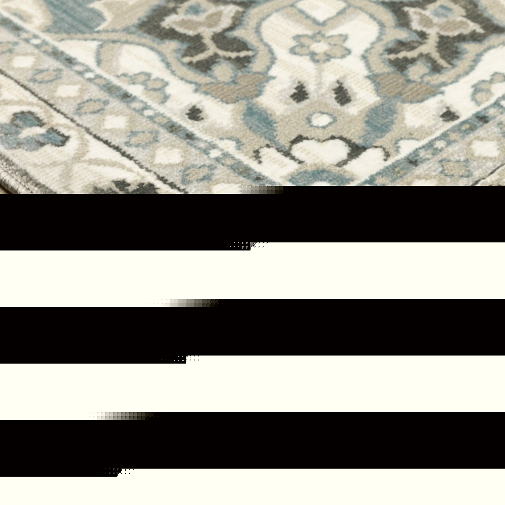 8' X 11' Brown And Blue Medallion Area Rug
