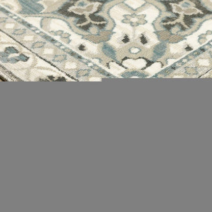 8' X 11' Brown And Blue Medallion Area Rug
