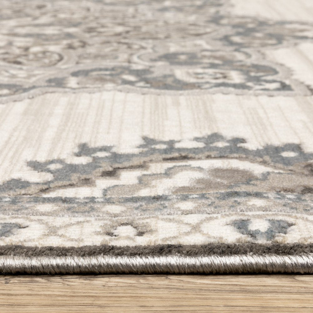 8' X 11' Brown And Blue Medallion Area Rug