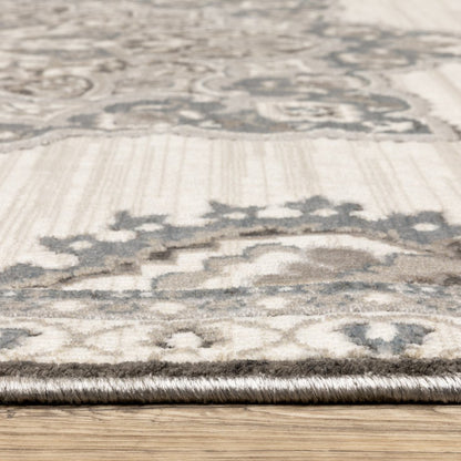 8' X 11' Brown And Blue Medallion Area Rug
