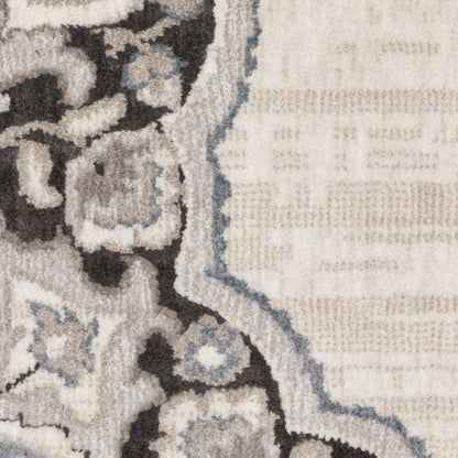 8' X 11' Brown And Blue Medallion Area Rug