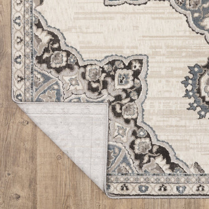 8' X 11' Brown And Blue Medallion Area Rug