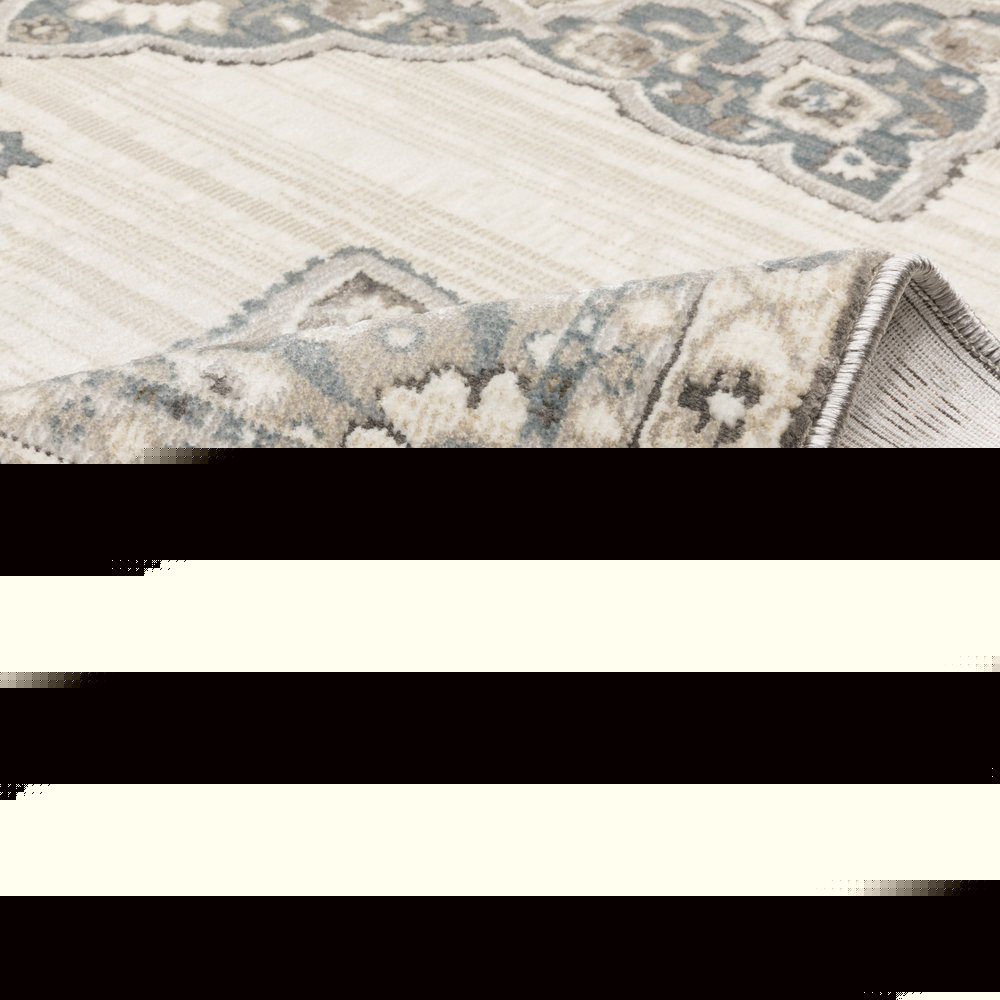 8' X 11' Brown And Blue Medallion Area Rug