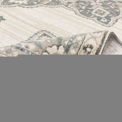 8' X 11' Brown And Blue Medallion Area Rug