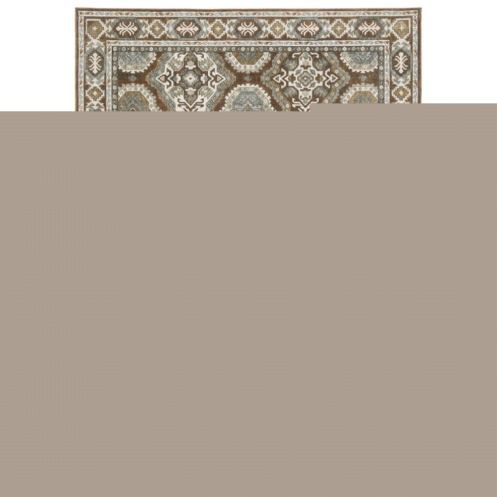 8' X 11' Ivory And Blue Medallion Area Rug