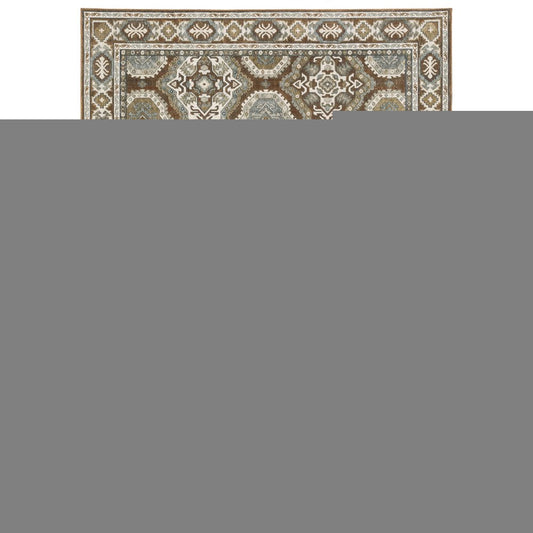 8' X 11' Ivory And Blue Medallion Area Rug
