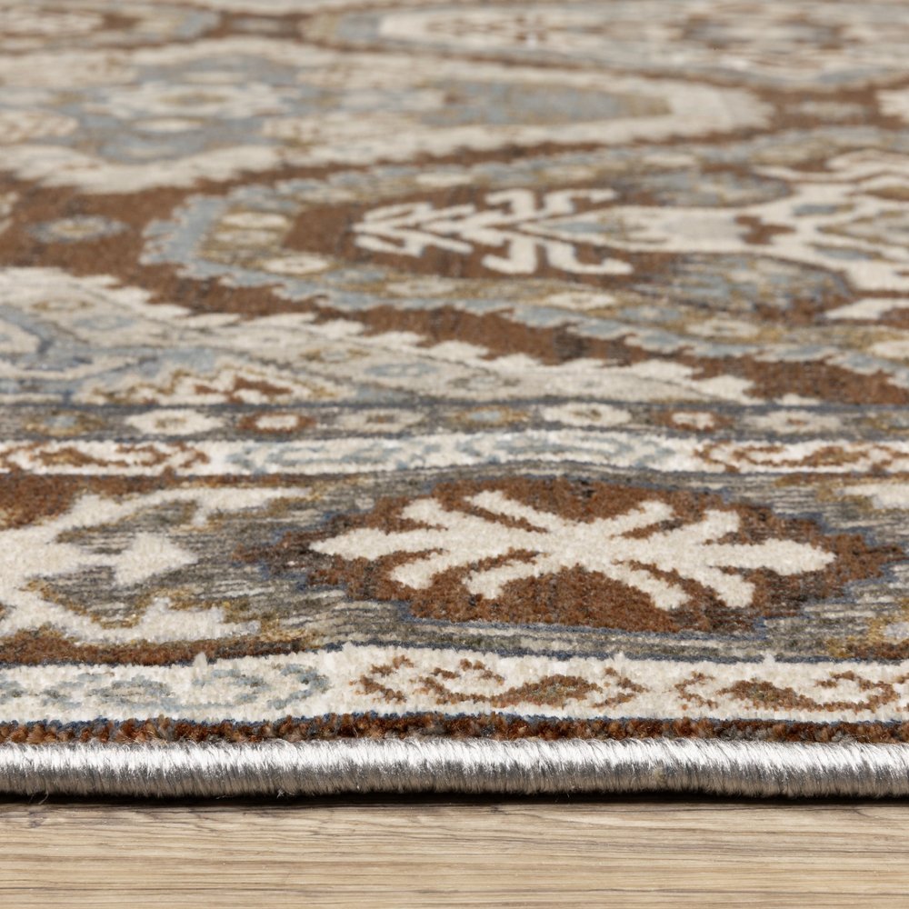 8' X 11' Ivory And Blue Medallion Area Rug