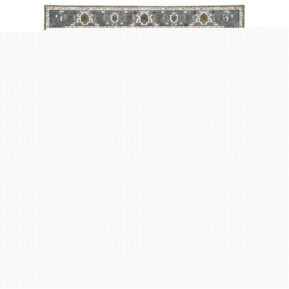 8' X 11' Blue Ivory And Gray Oriental Area Rug