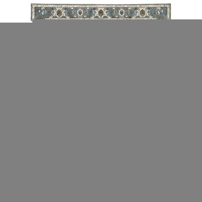 8' X 11' Blue Ivory And Gray Oriental Area Rug