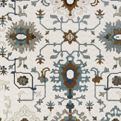 8' X 11' Ivory And Blue Oriental Area Rug