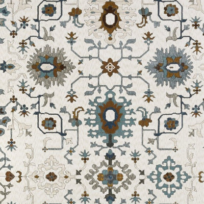 8' X 11' Ivory And Blue Oriental Area Rug
