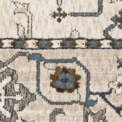8' X 11' Ivory And Blue Oriental Area Rug
