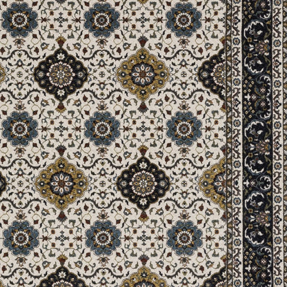8' X 11' Ivory Medallion Area Rug With Fringe