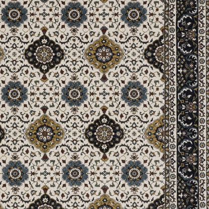8' X 11' Ivory Medallion Area Rug With Fringe