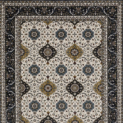 8' X 11' Ivory Medallion Area Rug With Fringe