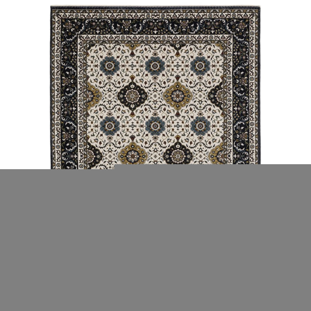 8' X 11' Ivory Medallion Area Rug With Fringe