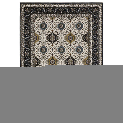 8' X 11' Ivory Medallion Area Rug With Fringe