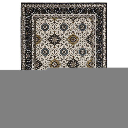 8' X 11' Ivory Medallion Area Rug With Fringe