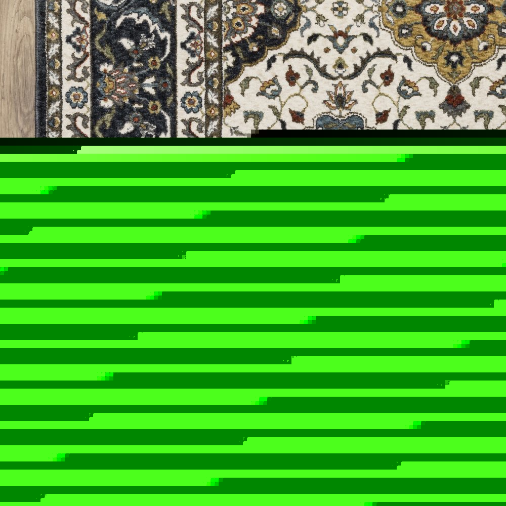 8' X 11' Ivory Medallion Area Rug With Fringe