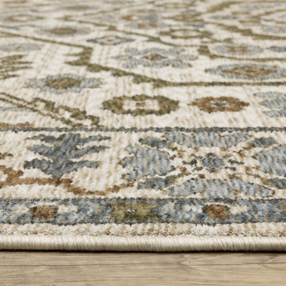 8' X 11' Ivory And Rust Floral Area Rug With Fringe