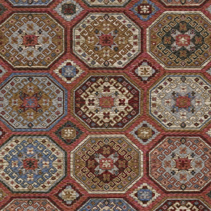 8' X 11' Pink And Red Medallion Area Rug With Fringe