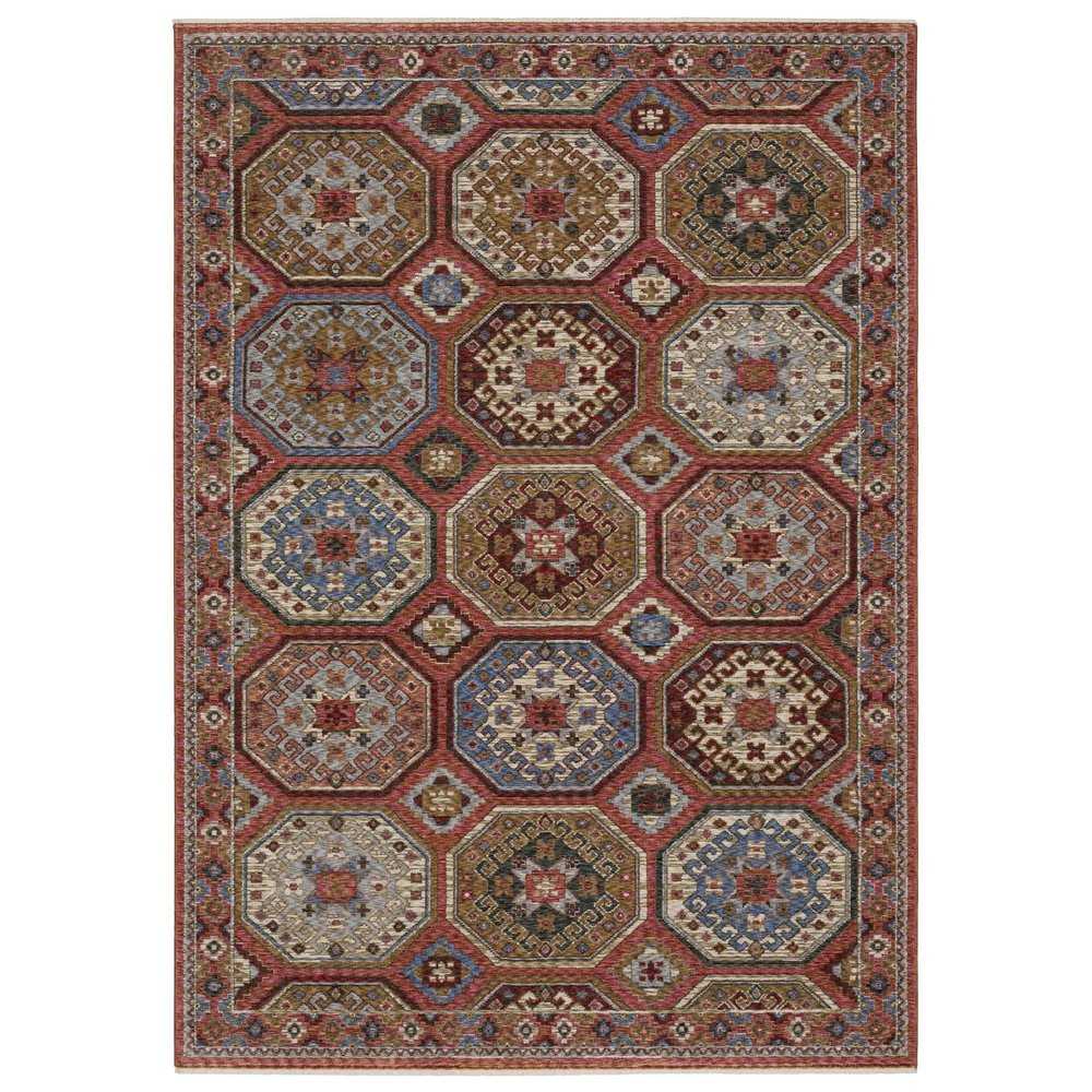 8' X 11' Pink And Red Medallion Area Rug With Fringe