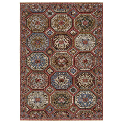 8' X 11' Pink And Red Medallion Area Rug With Fringe