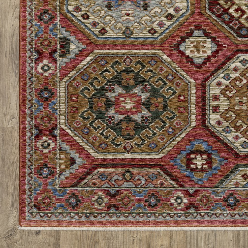 8' X 11' Pink And Red Medallion Area Rug With Fringe