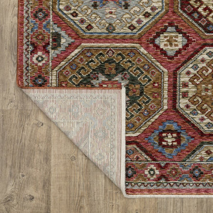 8' X 11' Pink And Red Medallion Area Rug With Fringe